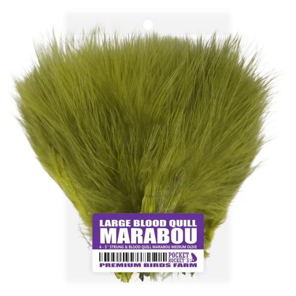 Large Blood Quill Marabou Pocket Rockets Olive-1