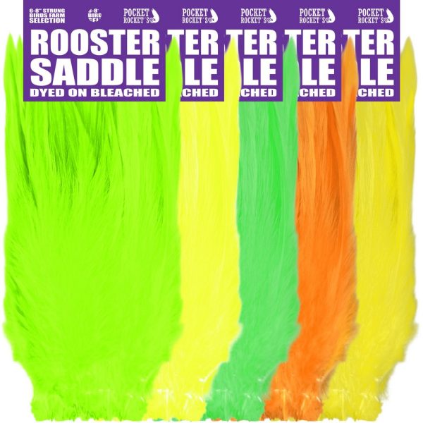 Rooster Saddle Dyed on Bleached Pocket Rockets orange-2