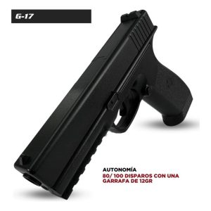 Pistola replica glock 17 co2 4.5mm semiauto marca swat airguns